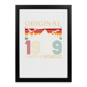 76e anniversaire Original décembre Né en 1949 - Affiche encadrée (27 × 37 cm) - noir - Devant