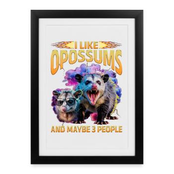 Funny Opossum - Framed poster (27 × 37 cm) - black - Front