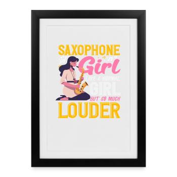 Women Louder Saxophone Saxophonist - Framed poster (27 × 37 cm) - black - Front