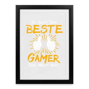 Idée cadeau gamer - Affiche encadrée (27 × 37 cm) - noir - Devant