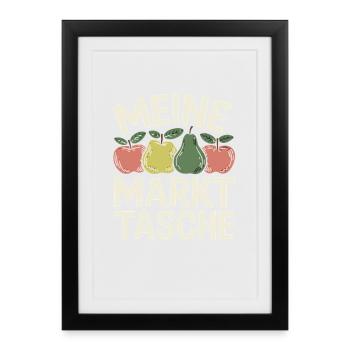Mon sac de marché Motif du marché aux fruits pommes poires - Affiche encadrée (27 × 37 cm) - noir - Devant