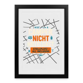 Camper not hotel guest, pitch fan - Framed poster (27 × 37 cm) - black - Front