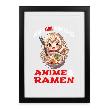 Juste une fille qui adore l’anime et le manga ramen au Japon - Affiche encadrée (27 × 37 cm) - noir - Devant