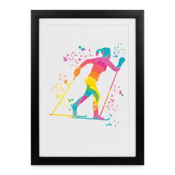 Ski de fond Ski de fond - Affiche encadrée (27 × 37 cm) - noir - Devant