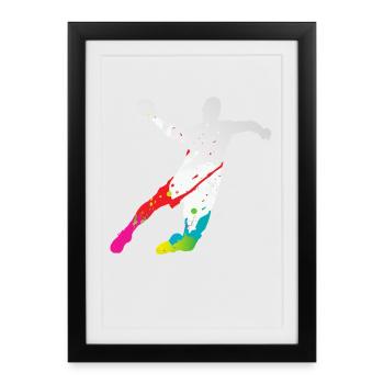 Handball Joueur de Hand Coloré Papa Handballeur  - Affiche encadrée (27 × 37 cm) - noir - Devant