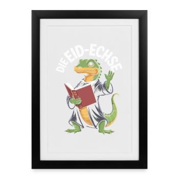 Lézard du Serment Légal : Drôle de Reptile Design - Affiche encadrée (27 × 37 cm) - noir - Devant