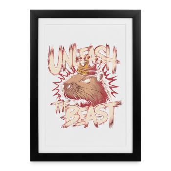Capybara King Unleash the Beast Design - Framed poster (27 × 37 cm) - black - Front