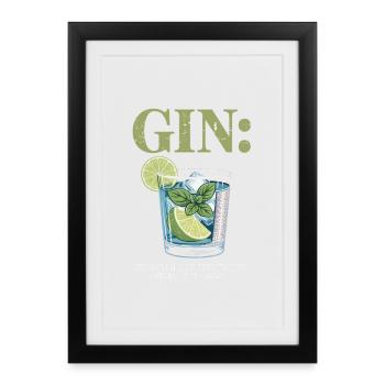 Gin parce que j’aime mes regrets croquants herbaux 43 % - Affiche encadrée (27 × 37 cm) - noir - Devant