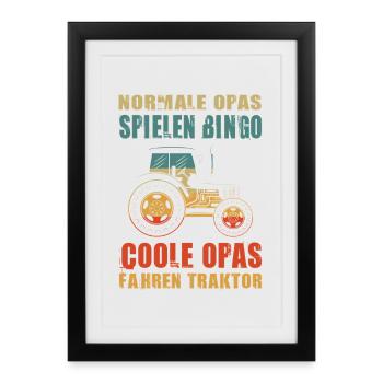Agriculteur offre des cadeaux agricoles Tracteurs agricoles - Affiche encadrée (27 × 37 cm) - noir - Devant