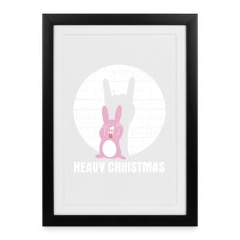 Noël intense | Drôle de lapin métallique - Affiche encadrée (27 × 37 cm) - noir - Devant