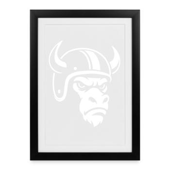 Biker Bull – Racing Spirit & Steel Head - Affiche encadrée (27 × 37 cm) - noir - Devant
