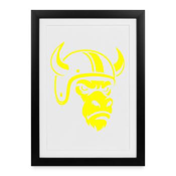 Biker Bull – Racing Spirit & Steel Head - Affiche encadrée (27 × 37 cm) - noir - Devant