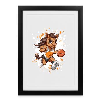 Basketball pony in sprinter style - Framed poster (27 × 37 cm) - black - Front