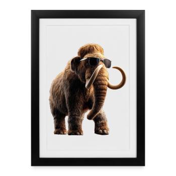 Mammouth Mammouth Laineux Âge glaciaire Mammouths Mammouth Doux - Affiche encadrée (27 × 37 cm) - noir - Devant