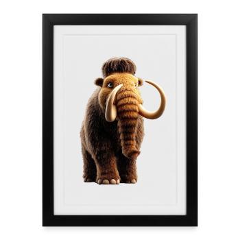 Mammouth Mammouth Laineux Âge glaciaire Mammouths Mammouth Doux - Affiche encadrée (27 × 37 cm) - noir - Devant
