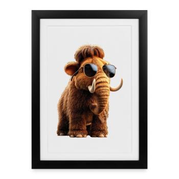 Mammouth Mammouth Laineux Âge glaciaire Mammouths Mammouth Doux - Affiche encadrée (27 × 37 cm) - noir - Devant