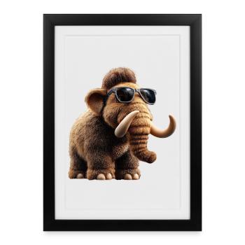 Mammouth Mammouth Laineux Âge glaciaire Mammouths Mammouth Doux - Affiche encadrée (27 × 37 cm) - noir - Devant