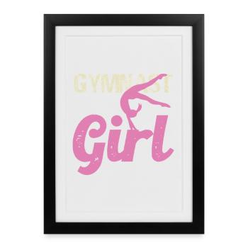 Gymnast Girl Rétro Pink - Affiche encadrée (27 × 37 cm) - noir - Devant