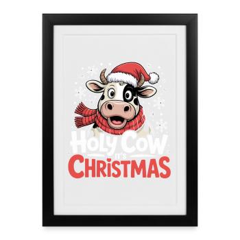 Holy Cow Its Christmas - Framed poster (27 × 37 cm) - black - Front