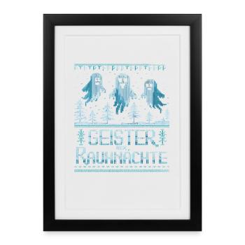 Fantômes du Rauhnächte Divertissement hivernal de fantômes - Affiche encadrée (27 × 37 cm) - noir - Devant