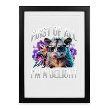 Funny Opossum - Framed poster (27 × 37 cm) - black - Front