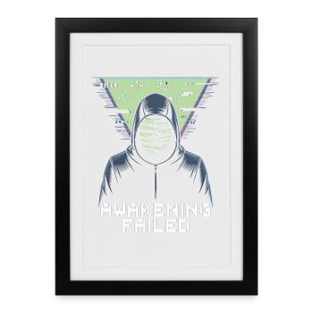 Awakening Failed – Retro Cyber Glitch - Framed poster (27 × 37 cm) - black - Front