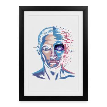 Digital human with glitch effect - Framed poster (27 × 37 cm) - black - Front