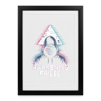 Awakening Failed – Neon Glitch Figure - Framed poster (27 × 37 cm) - black - Front