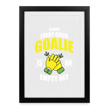 Art cadeau de hockey de hockey à filet vide pour gardien - Affiche encadrée (27 × 37 cm) - noir - Devant