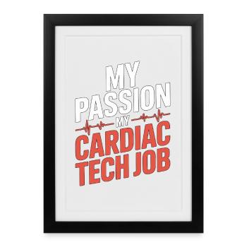 Technicien cardiaque Ma passion Ma Échographie cardiaque - Affiche encadrée (27 × 37 cm) - noir - Devant