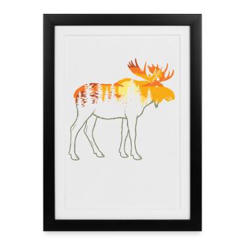 Moose, Forest, Nature, Wilderness, Outdoor, Animal - Framed poster (27 × 37 cm) - black - Front