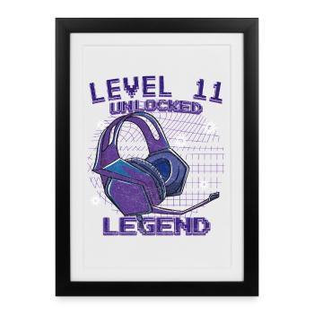 Légende débloquée niveau 11 - Affiche encadrée (27 × 37 cm) - noir - Devant