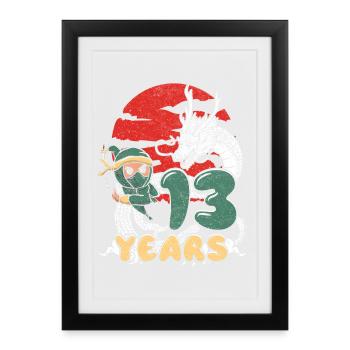 Anniversaire du Dragon Ninja - Affiche encadrée (27 × 37 cm) - noir - Devant