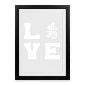 Road Bike Love Clear Look for Road Bike - Affiche encadrée (27 × 37 cm) - noir - Devant