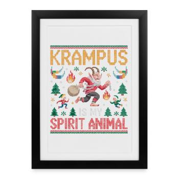 Krampus est mon animal spirituel - Affiche encadrée (27 × 37 cm) - noir - Devant