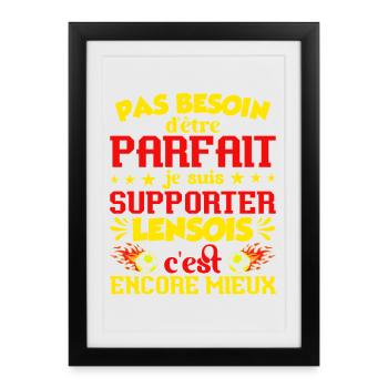 Supporter Lensois Lens Football Foot Sang et Or - Affiche encadrée (27 × 37 cm) - noir - Devant