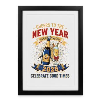Santé à la nouvelle année 2026 Célébrez les bons moments - Affiche encadrée (27 × 37 cm) - noir - Devant