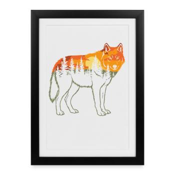 Loup, Forêt, Nature, Nature sauvage, Extérieur, Animal - Affiche encadrée (27 × 37 cm) - noir - Devant