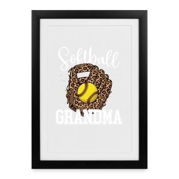Ambiance de Softball Grand-mère Encouragement Fort Jour de match - Affiche encadrée (27 × 37 cm) - noir - Devant