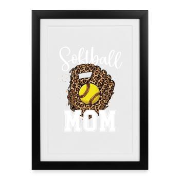 Vie de maman de softball Famille de softball bruyante et fière - Affiche encadrée (27 × 37 cm) - noir - Devant