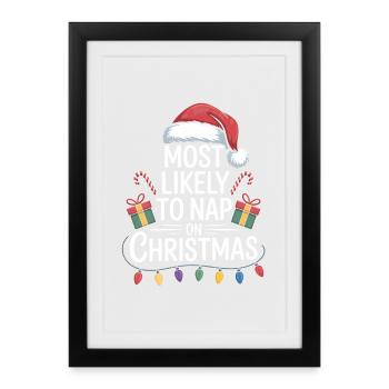 Le plus susceptible de faire une sieste à Noël - Affiche encadrée (27 × 37 cm) - noir - Devant