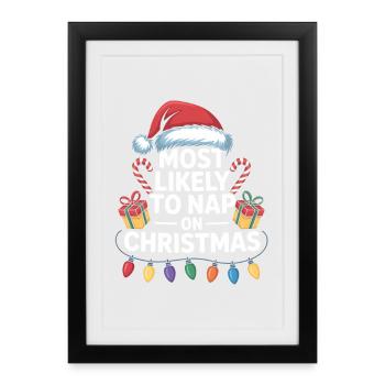 Le plus susceptible de faire la sieste de Noël - Affiche encadrée (27 × 37 cm) - noir - Devant