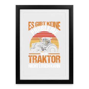 Trecker Landwirt Bauer Traktorfahrer Traktor - Gerahmtes Poster (27 × 37 cm) - Schwarz - Vorne