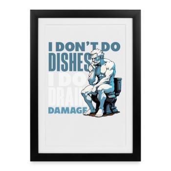 Maître du bouchon des toilettes Drôle - Affiche encadrée (27 × 37 cm) - noir - Devant