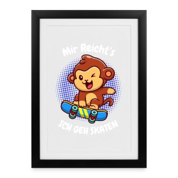 I've had enough, I'm going skating, monkey! - Framed poster (27 × 37 cm) - black - Front