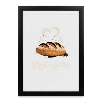 Motif Pain & Amour Robuste pour les boulangers amateurs - Affiche encadrée (27 × 37 cm) - noir - Devant