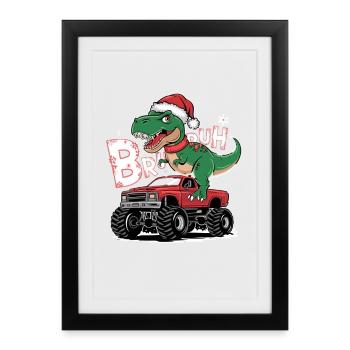 Préparez du Dinosaure T Rex de Noël avec - Affiche encadrée (27 × 37 cm) - noir - Devant
