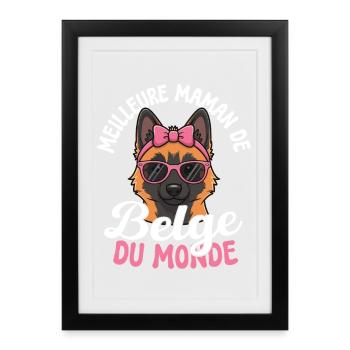 Meilleur cadeau de maman belge au monde pour - Affiche encadrée (27 × 37 cm) - noir - Devant