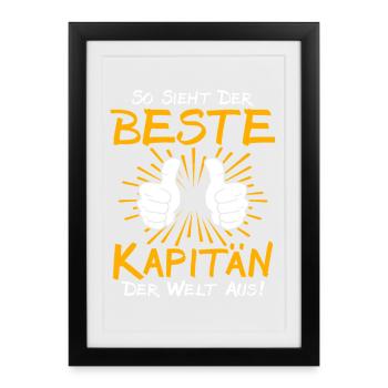 Idée de cadeau pour le capitaine - Affiche encadrée (27 × 37 cm) - noir - Devant