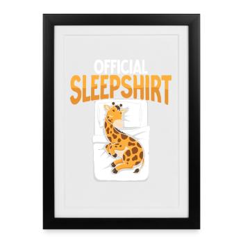 Giraffe in Bed Sleepshirt - Framed poster (27 × 37 cm) - black - Front